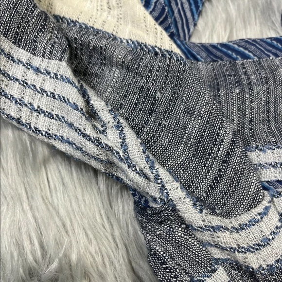 Free People All Lined Up Blue Multi Striped Puff Sleeve Mini Dress XS - Picture 9 of 12